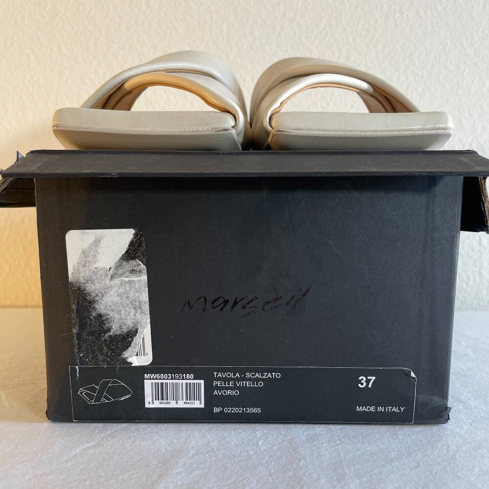 New Marsèll Flat Leather Slides Ivory Calfskin Leather Size IT 37 US 7 - Picture 10 of 10